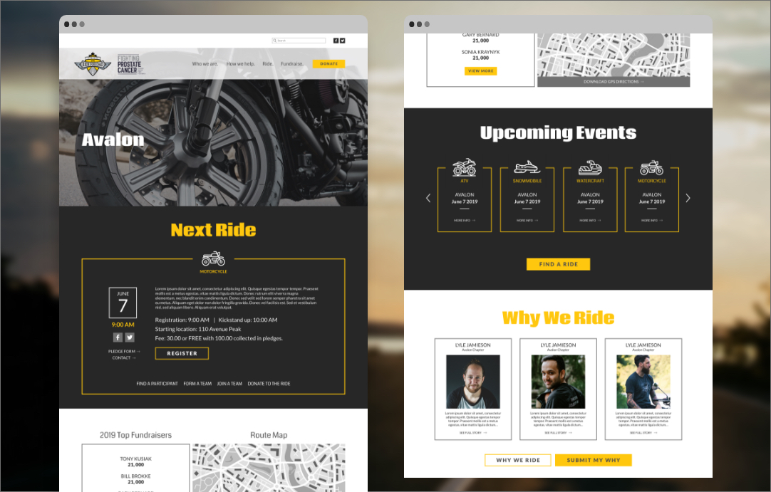 Ride For Dad website design